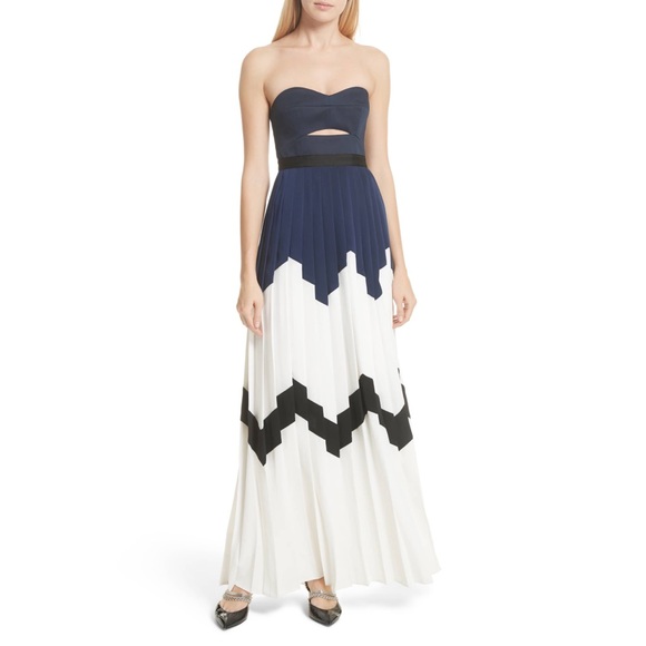 SELF PORTRAIT Bandeau Pleated Maxi Dress Gown US 8 - Picture 2 of 8